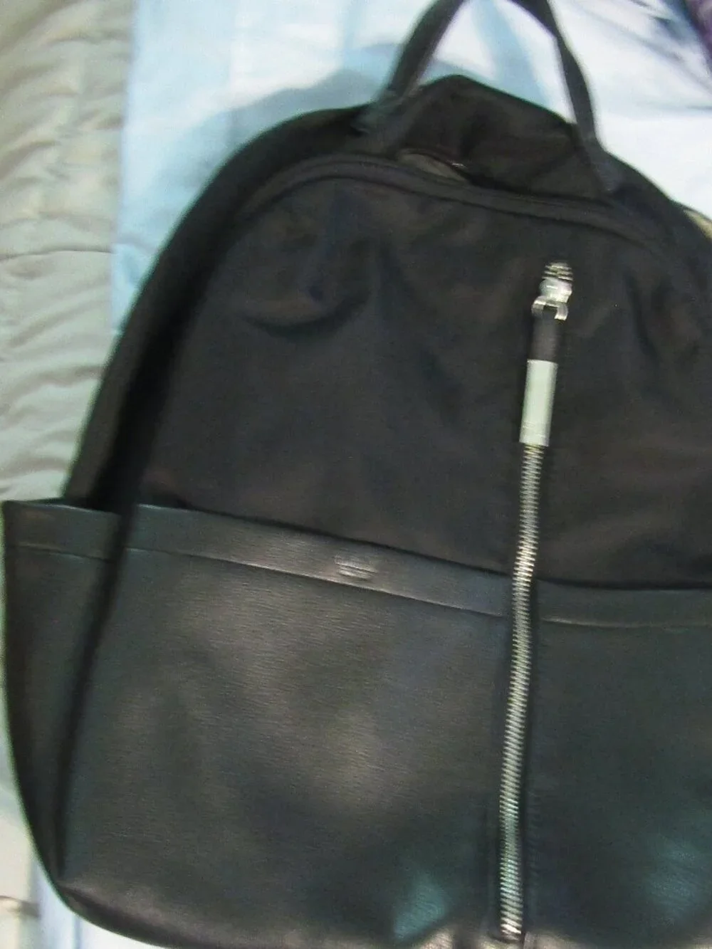 EUC LG Black TUTILO NY BOOKBAG Zipper Front Multiple Pockets Myanmar Backpack